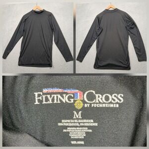 Flying‎ Cross Base Layer Shirt Mens M Black Long Sleeve Performance Stretch